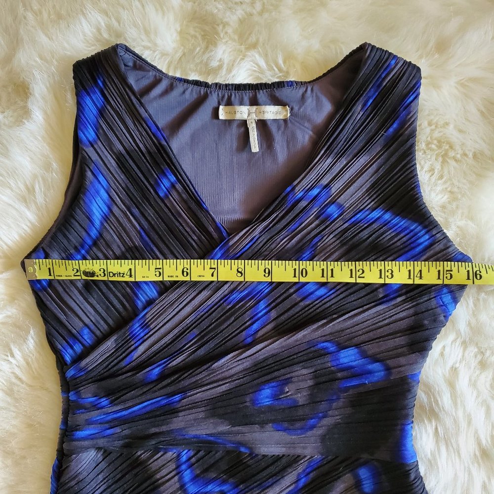 Halston Heritage Blue and Gray Pleated Dress Size 4 - Picture 14 of 16